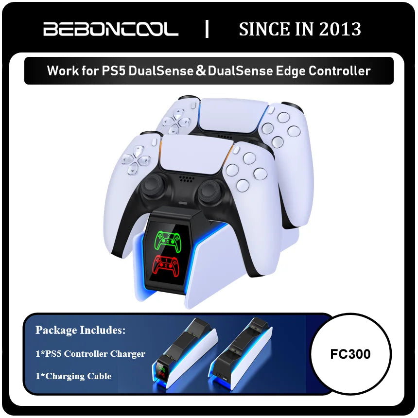 Controller Charging Station for Playstation 5 Dual Fast Charger LED Indicator Charging Stand Docking Station Ps5 Accessories